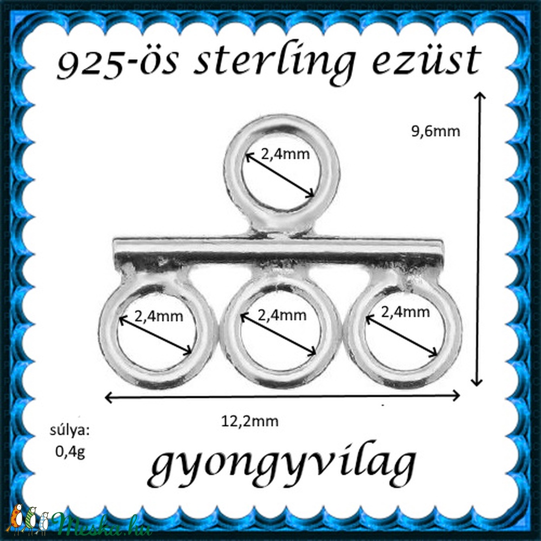 925-ös sterling ezüst ékszerkellék: kandeláber/ továbbépíthető EKA 63 - kellékek & szerszámok - gyöngyfűzés kellékek - egyéb alkatrész - Meska.hu