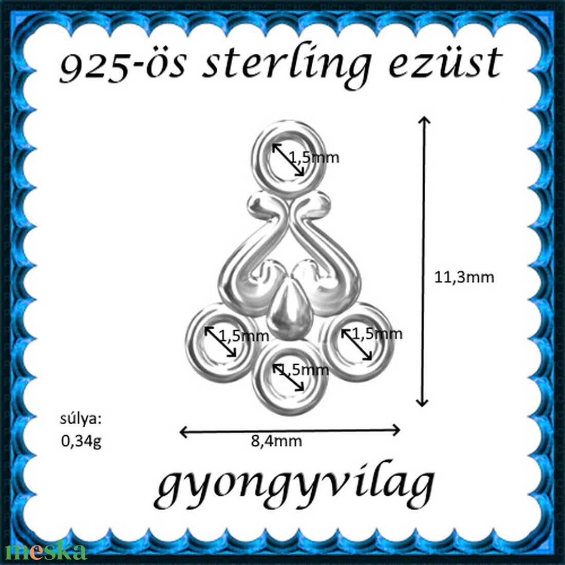 925-ös sterling ezüst ékszerkellék: kandeláber/ továbbépíthető EKA 64 - gyöngy, ékszerkellék - egyéb alkatrész - Meska.hu