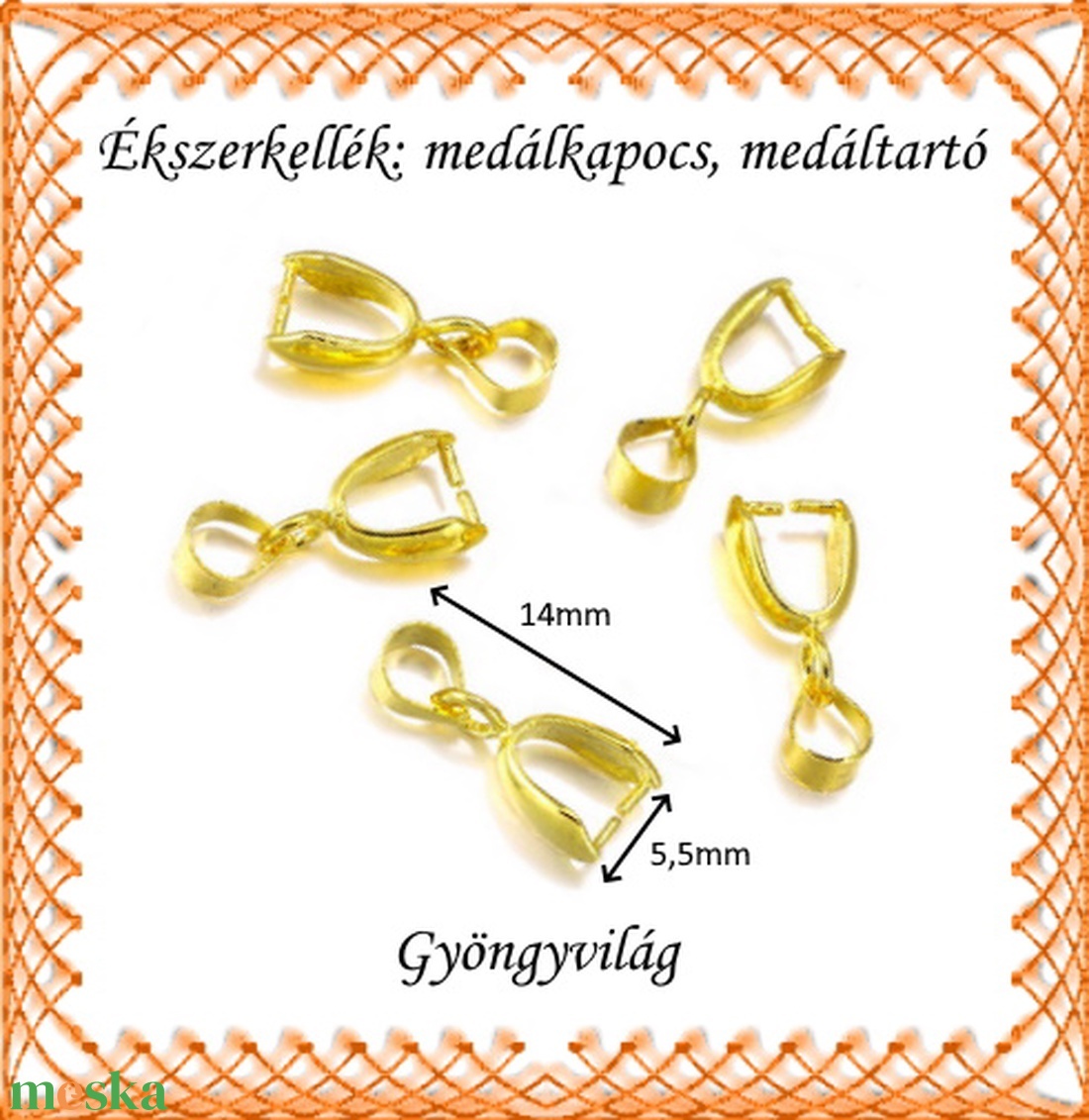 Aranyozott medálkapocs 5db/cs BMK 05-14a - kellékek & szerszámok - ékszerkellék - medáltartó, medálkapocs - Meska.hu Aranyozott medálkapocs 5db/cs BMK 05-14a - kellékek & szerszámok - ékszerkellék - medáltartó, medálkapocs - Meska.hu