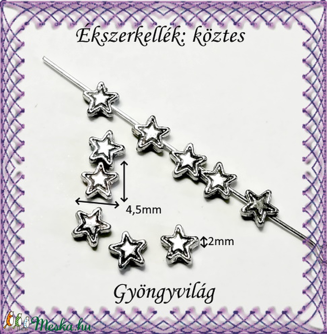 Ékszerkellék: köztes / díszítőelem / gyöngy BKÖ 1S 23-4,5 45db/csomag - gyöngy, ékszerkellék - fém köztesek - Meska.hu Ékszerkellék: köztes / díszítőelem / gyöngy BKÖ 1S 23-4,5 45db/csomag - gyöngy, ékszerkellék - fém köztesek - Meska.hu