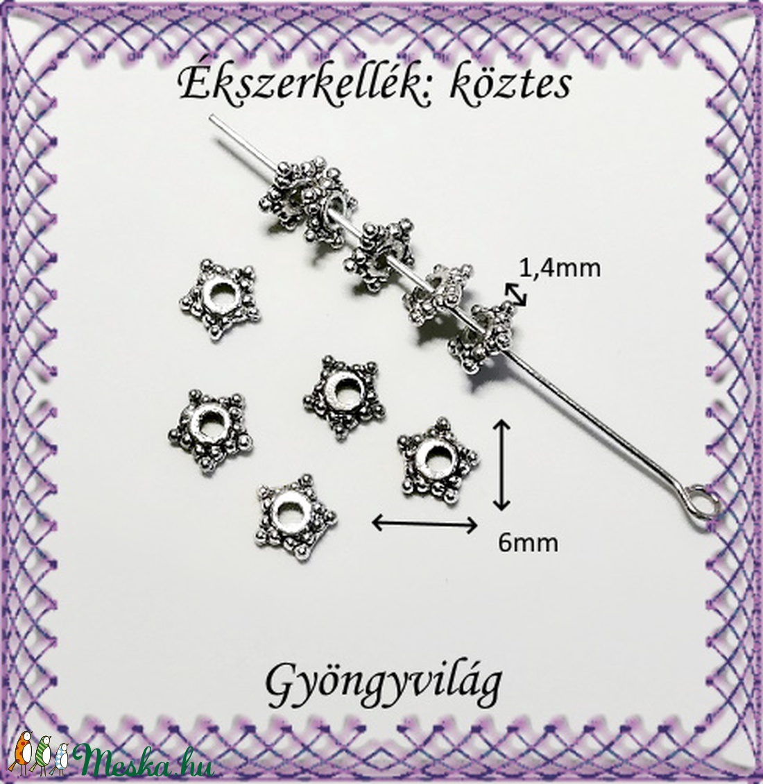 Ékszerkellék: köztes / díszítőelem / gyöngy BKÖ 1S 22-6r 15db/csomag - gyöngy, ékszerkellék - fém köztesek - Meska.hu Ékszerkellék: köztes / díszítőelem / gyöngy BKÖ 1S 22-6r 15db/csomag - gyöngy, ékszerkellék - fém köztesek - Meska.hu