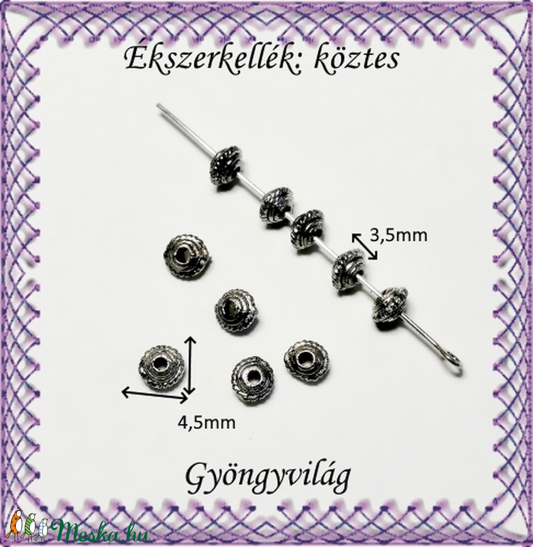 Ékszerkellék: köztes / díszítőelem / gyöngy BKÖ 1S 25 30db/csomag - kellékek & szerszámok - gyöngyfűzés kellékek - fém köztesek - Meska.hu Ékszerkellék: köztes / díszítőelem / gyöngy BKÖ 1S 25 30db/csomag - kellékek & szerszámok - gyöngyfűzés kellékek - fém köztesek - Meska.hu
