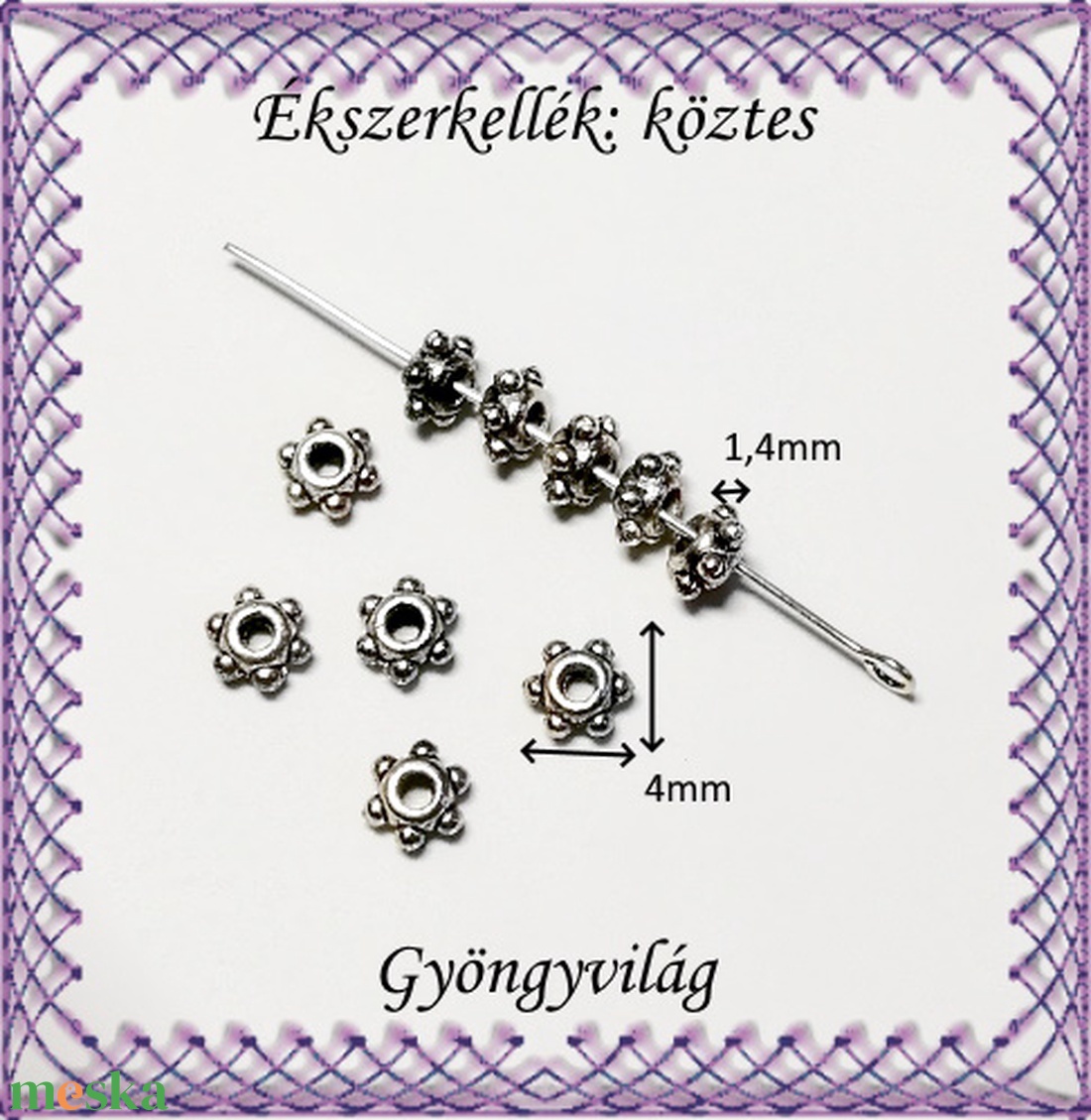 Ékszerkellék: köztes / díszítőelem / gyöngy BKÖ 1S 20-4e 40db/csomag - kellékek & szerszámok - gyöngyfűzés kellékek - fém köztesek - Meska.hu Ékszerkellék: köztes / díszítőelem / gyöngy BKÖ 1S 20-4e 40db/csomag - kellékek & szerszámok - gyöngyfűzés kellékek - fém köztesek - Meska.hu