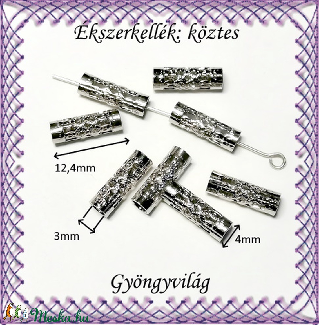 Ékszerkellék: köztes / díszítőelem / gyöngy BKÖ 1S 33 12db/csomag - kellékek & szerszámok - gyöngyfűzés kellékek - fém köztesek - Meska.hu