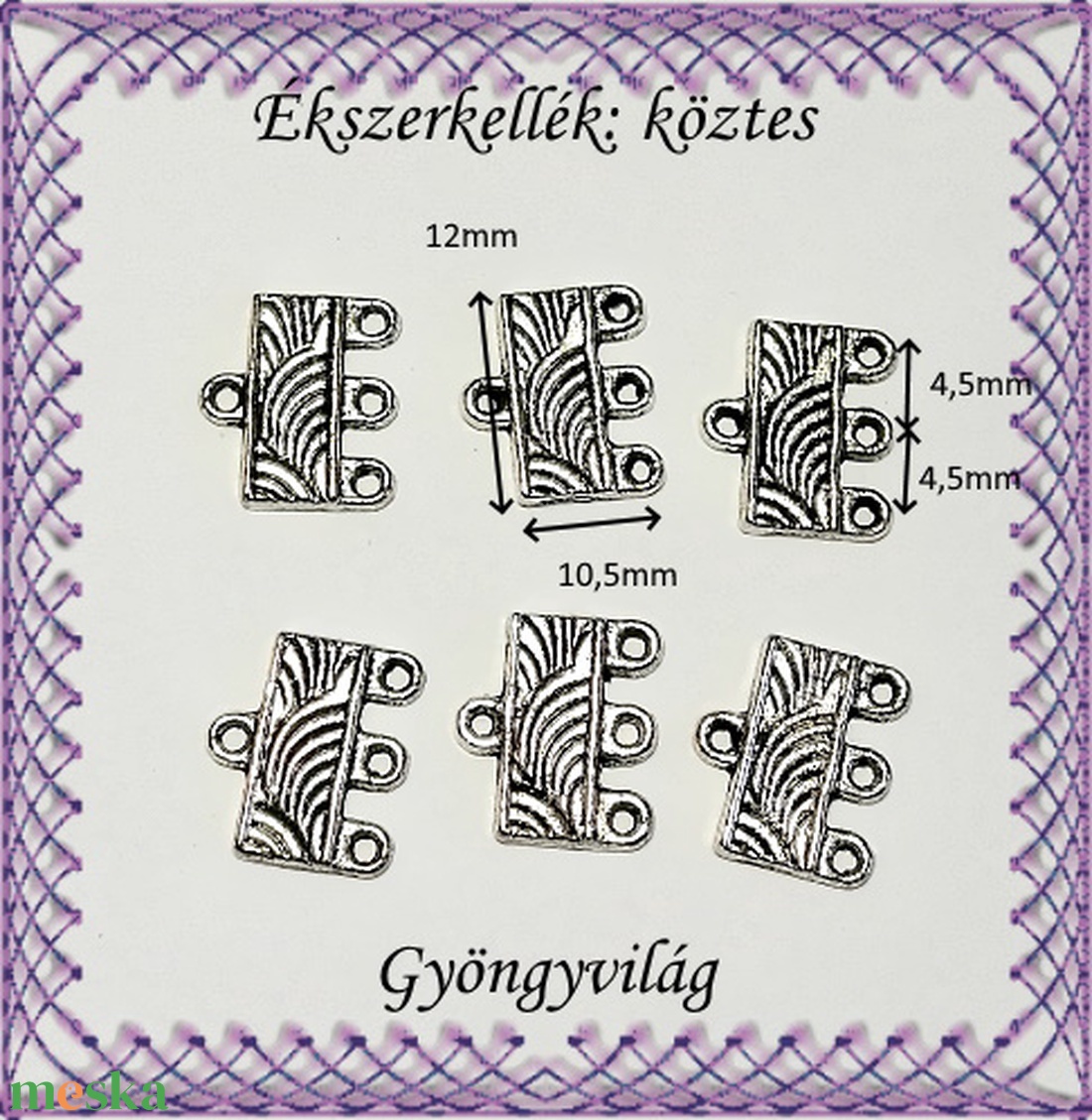 Ékszerkellék: köztes / díszítőelem / gyöngy BKÖ 3S 08 12db/csomag - kellékek & szerszámok - gyöngyfűzés kellékek - fém köztesek - Meska.hu Ékszerkellék: köztes / díszítőelem / gyöngy BKÖ 3S 08 12db/csomag - kellékek & szerszámok - gyöngyfűzés kellékek - fém köztesek - Meska.hu