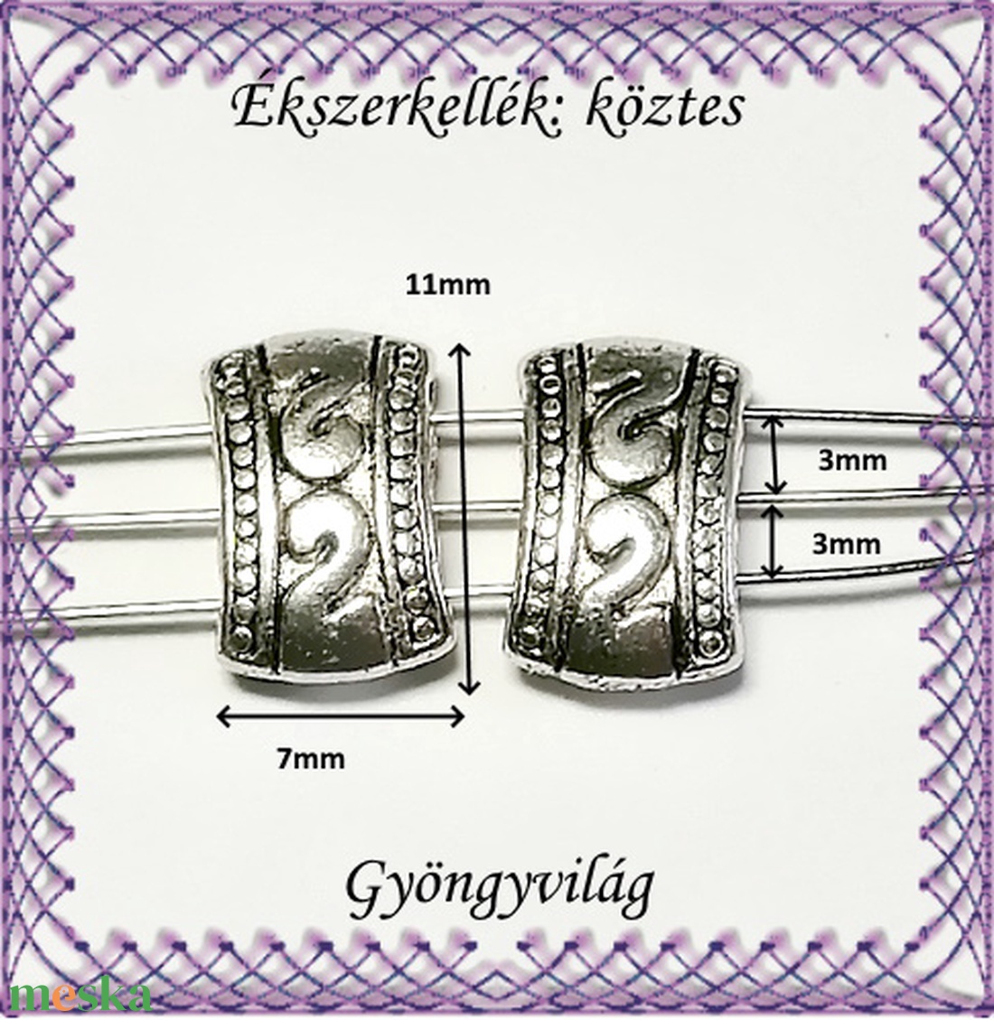Ékszerkellék: köztes / díszítőelem / gyöngy BKÖ 3S 09-2e 8db - gyöngy, ékszerkellék - fém köztesek - Meska.hu Ékszerkellék: köztes / díszítőelem / gyöngy BKÖ 3S 09-2e 8db - gyöngy, ékszerkellék - fém köztesek - Meska.hu