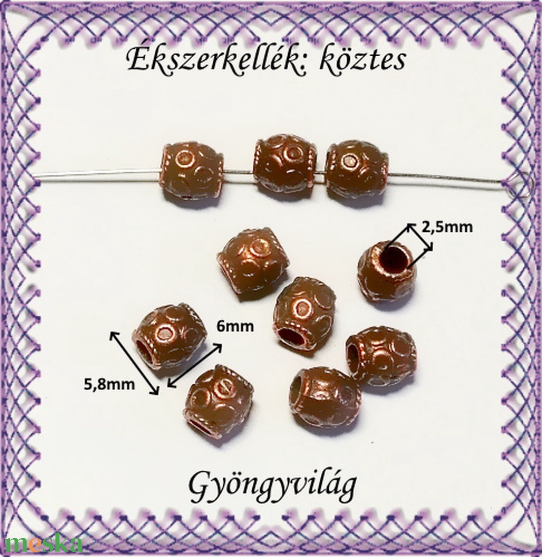 Ékszerkellék: köztes / díszítőelem / gyöngy BKÖ 1S 38vb 15db - gyöngy, ékszerkellék - fém köztesek - Meska.hu Ékszerkellék: köztes / díszítőelem / gyöngy BKÖ 1S 38vb 15db - gyöngy, ékszerkellék - fém köztesek - Meska.hu