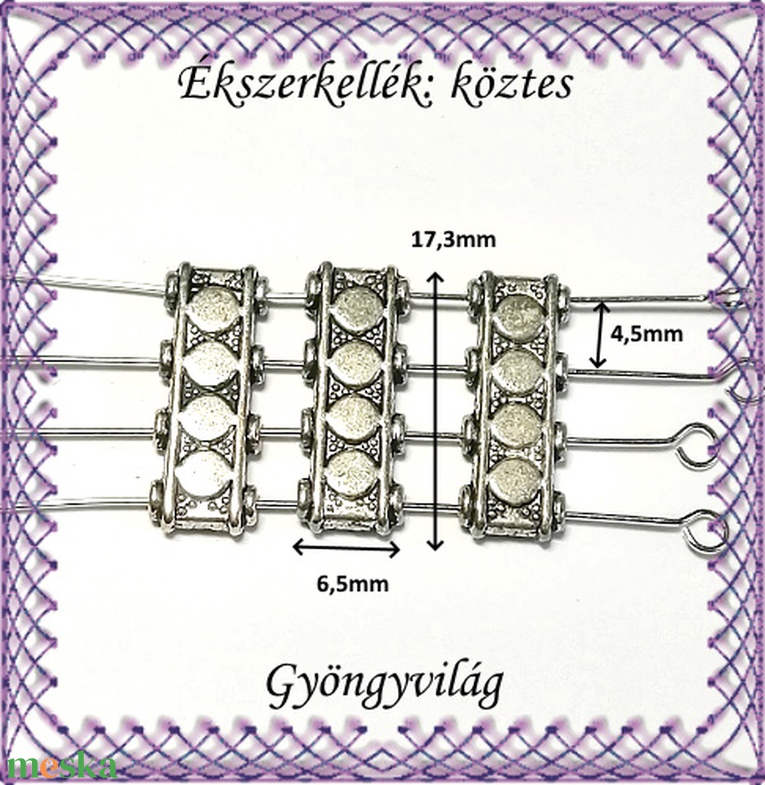 Ékszerkellék: köztes / díszítőelem / gyöngy BKÖ 4S 2e 10db - gyöngy, ékszerkellék - fém köztesek - Meska.hu Ékszerkellék: köztes / díszítőelem / gyöngy BKÖ 4S 2e 10db - gyöngy, ékszerkellék - fém köztesek - Meska.hu
