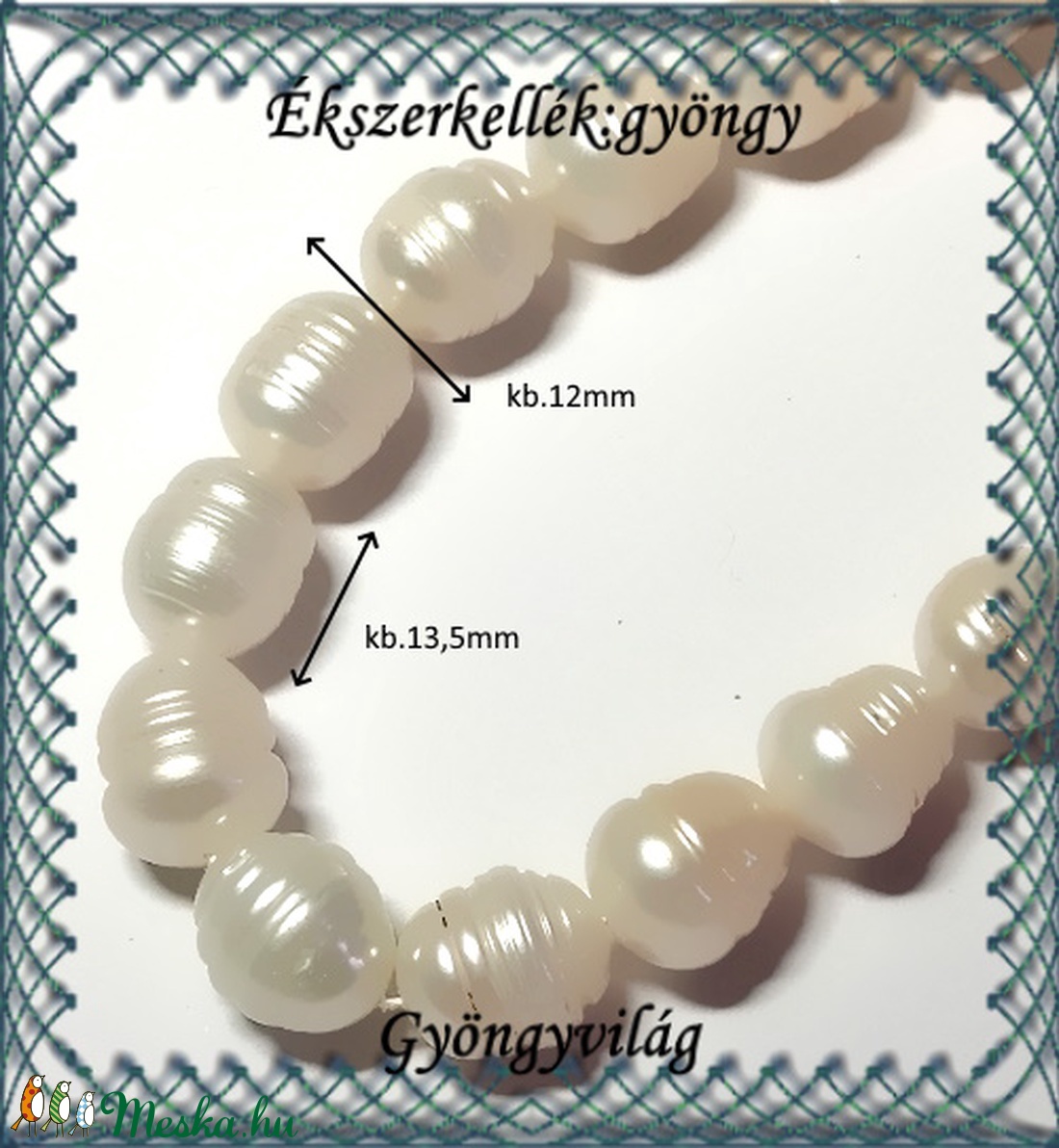 Ékszerkellék: igazgyöngy fűzér GYI-12 13,5mm fehér - gyöngy, ékszerkellék - igazgyöngy - Meska.hu Ékszerkellék: igazgyöngy fűzér GYI-12 13,5mm fehér - gyöngy, ékszerkellék - igazgyöngy - Meska.hu