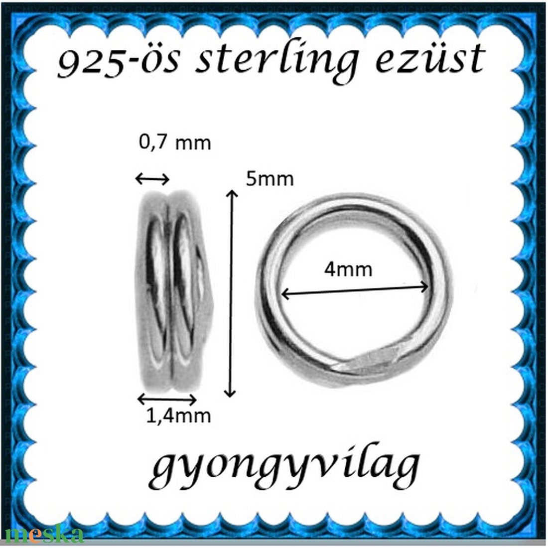 925-ös sterling ezüst ékszerkellék: karika dupla ESZK D 5x0,7 2db/csomag - gyöngy, ékszerkellék - egyéb alkatrész - Meska.hu 925-ös sterling ezüst ékszerkellék: karika dupla ESZK D 5x0,7 2db/csomag - gyöngy, ékszerkellék - egyéb alkatrész - Meska.hu