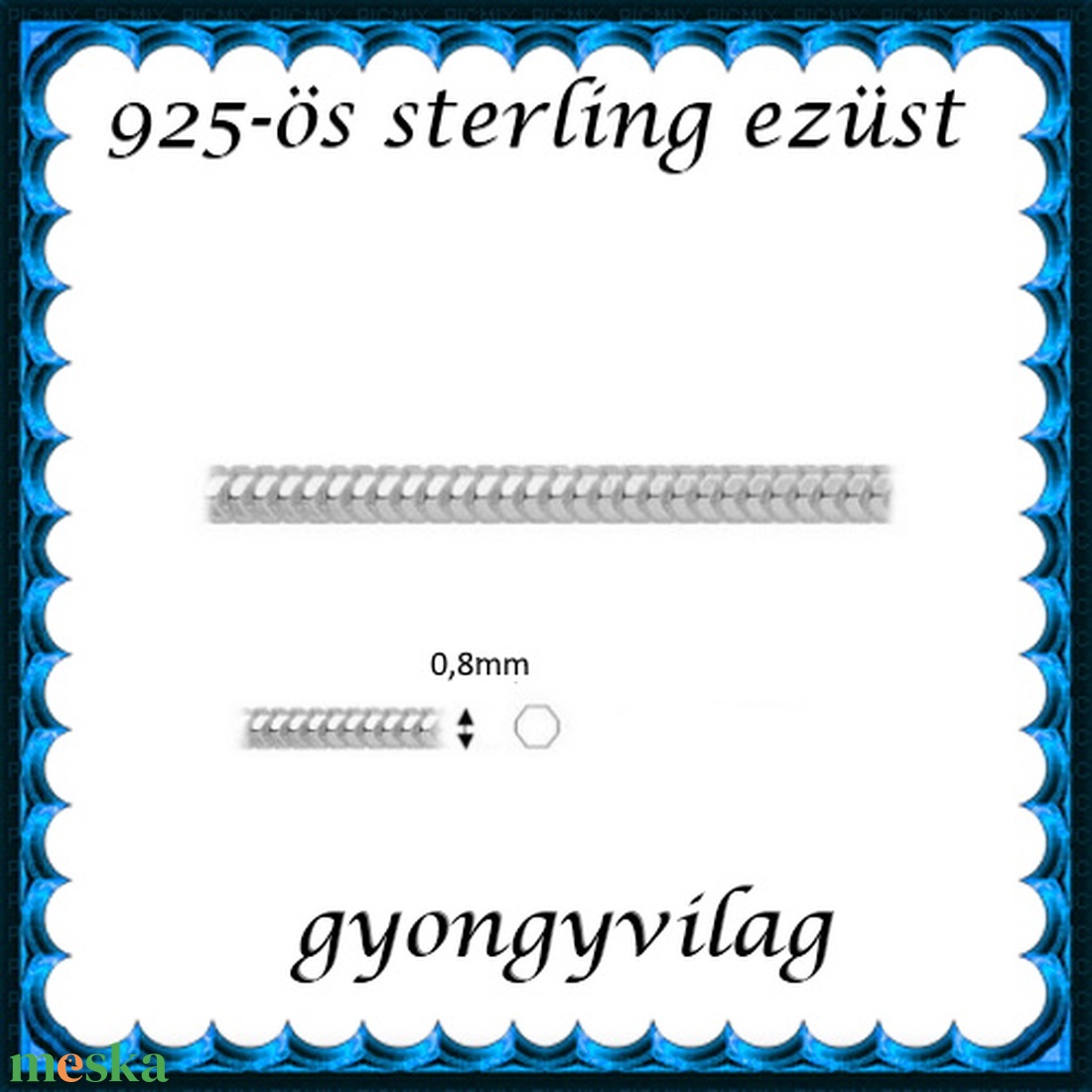 925-ös ezüst lánc méterben 925 EL03-0,8 - gyöngy, ékszerkellék - Meska.hu 925-ös ezüst lánc méterben 925 EL03-0,8 - gyöngy, ékszerkellék - Meska.hu