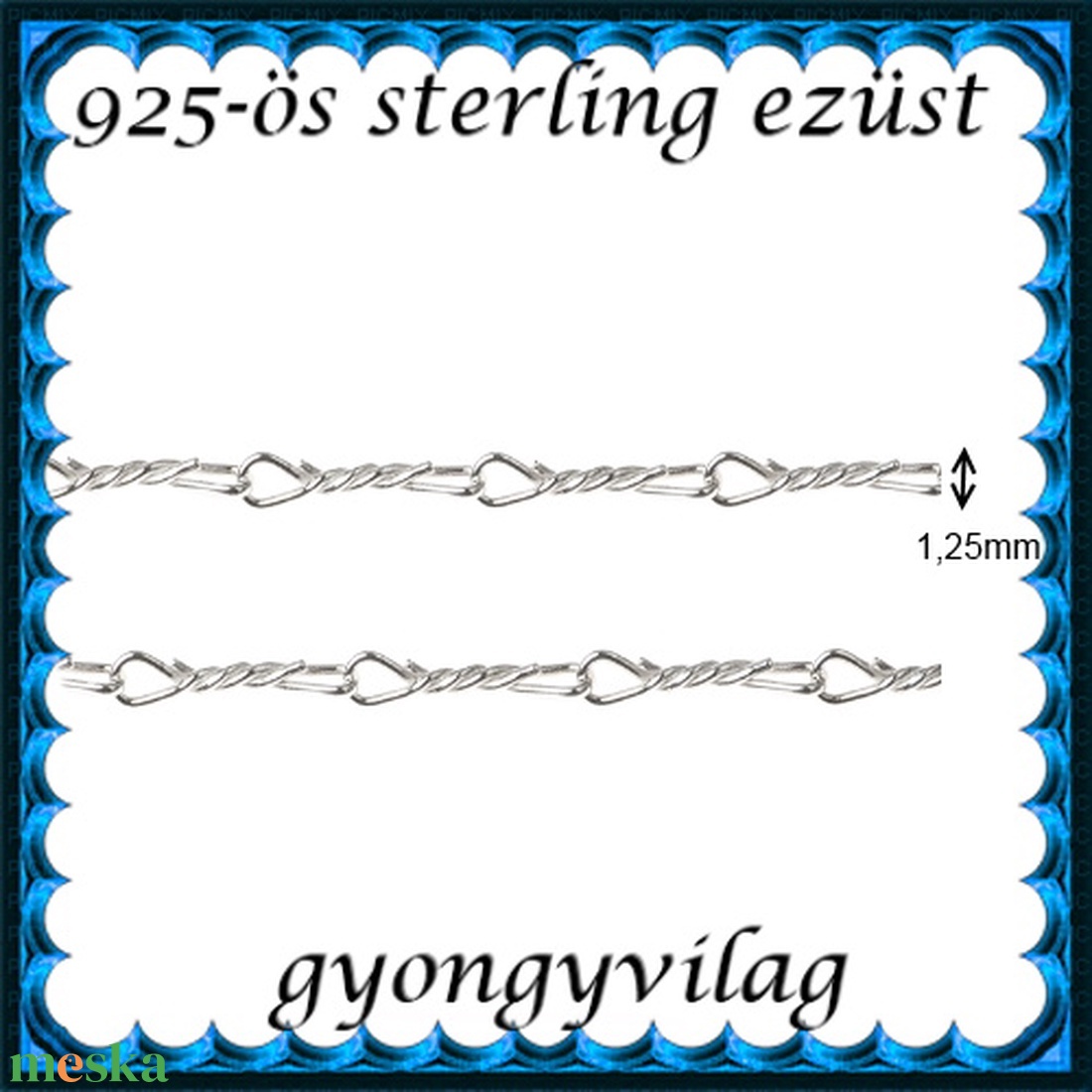 925-ös sterling ezüst ékszerkellék: lánc méterben 925 EL08-1,25 - gyöngy, ékszerkellék - Meska.hu 925-ös sterling ezüst ékszerkellék: lánc méterben 925 EL08-1,25 - gyöngy, ékszerkellék - Meska.hu