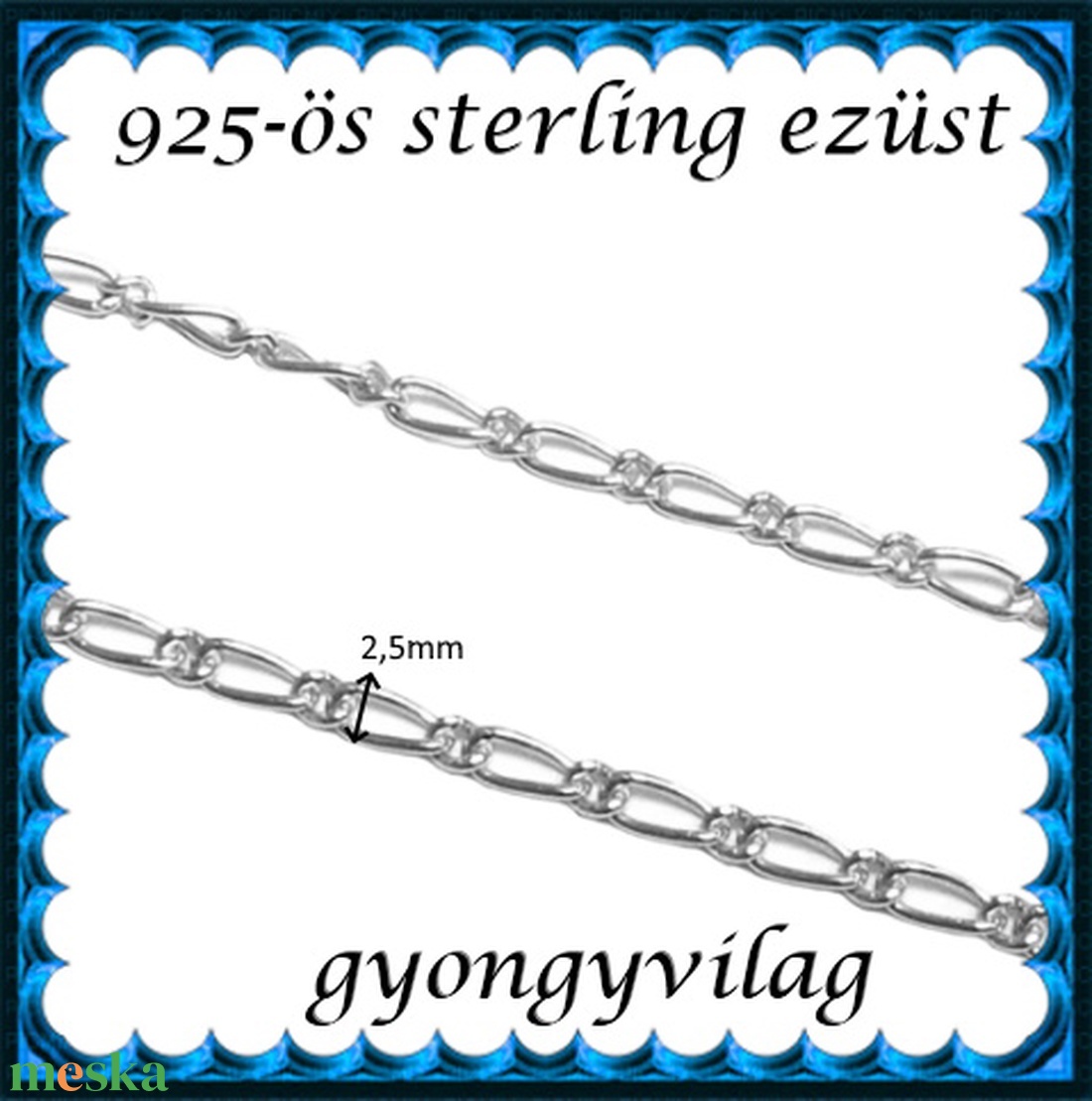925-ös sterling ezüst ékszerkellék: lánc méterben EL04-2,5 - kellékek & szerszámok - gyöngyfűzés kellékek - egyéb alkatrész - Meska.hu 925-ös sterling ezüst ékszerkellék: lánc méterben EL04-2,5 - kellékek & szerszámok - gyöngyfűzés kellékek - egyéb alkatrész - Meska.hu