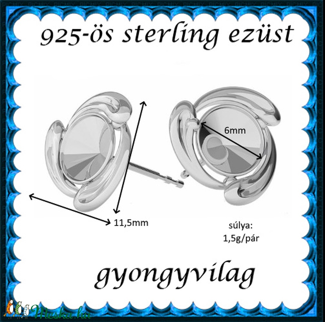 925-ös ezüst fülbevaló kapocs EFK B 56 - gyöngy, ékszerkellék - egyéb alkatrész - Meska.hu 925-ös ezüst fülbevaló kapocs EFK B 56 - gyöngy, ékszerkellék - egyéb alkatrész - Meska.hu