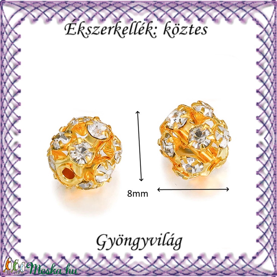 Ékszerkellék: köztes / díszítőelem / gyöngy BKÖ 1S 36-8a crystal  4db/csomag - kellékek & szerszámok - gyöngyfűzés kellékek - fém köztesek - Meska.hu