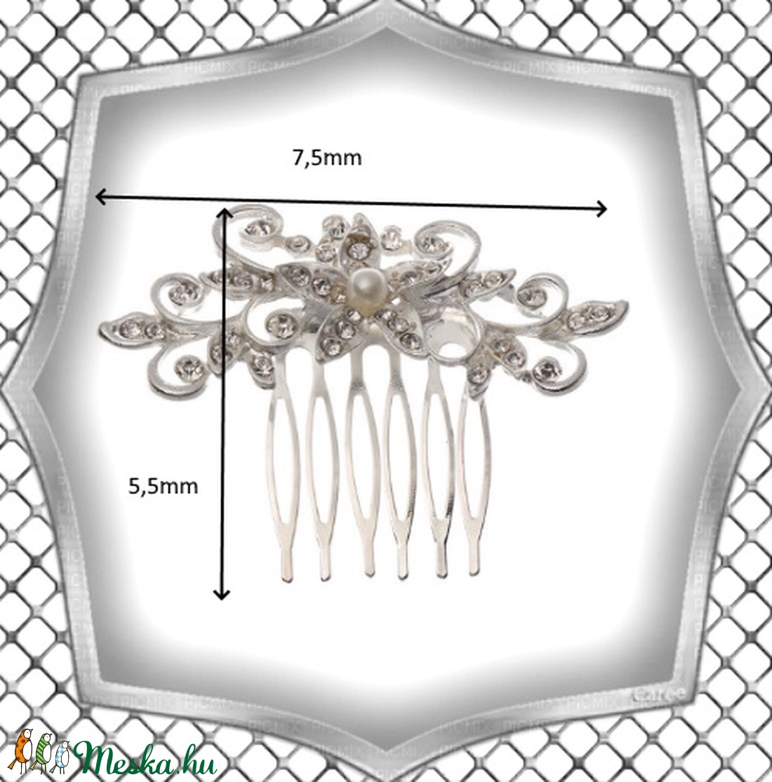 Ékszerek-hajdíszek, hajcsatok: Esküvői, menyasszonyi, alkalmi hajdísz ES-H-FÉ06e - esküvő - hajdísz - fésűs hajdísz - Meska.hu