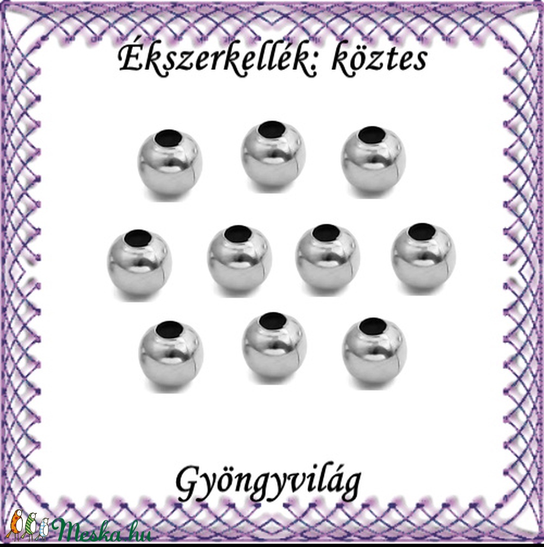 Ékszerkellék: köztes / díszítőelem / gyöngy BKÖ 1S 05-8r 10db/csomag - gyöngy, ékszerkellék - fém köztesek - Meska.hu