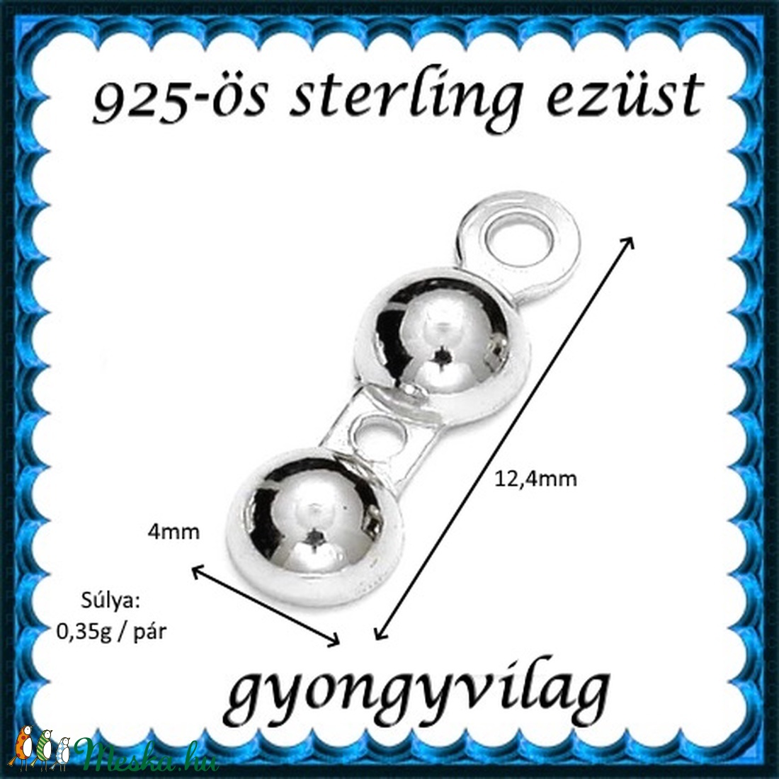 925-ös ezüst csomótakaró ECST 06-4e - kellékek & szerszámok - gyöngyfűzés kellékek - egyéb alkatrész - Meska.hu