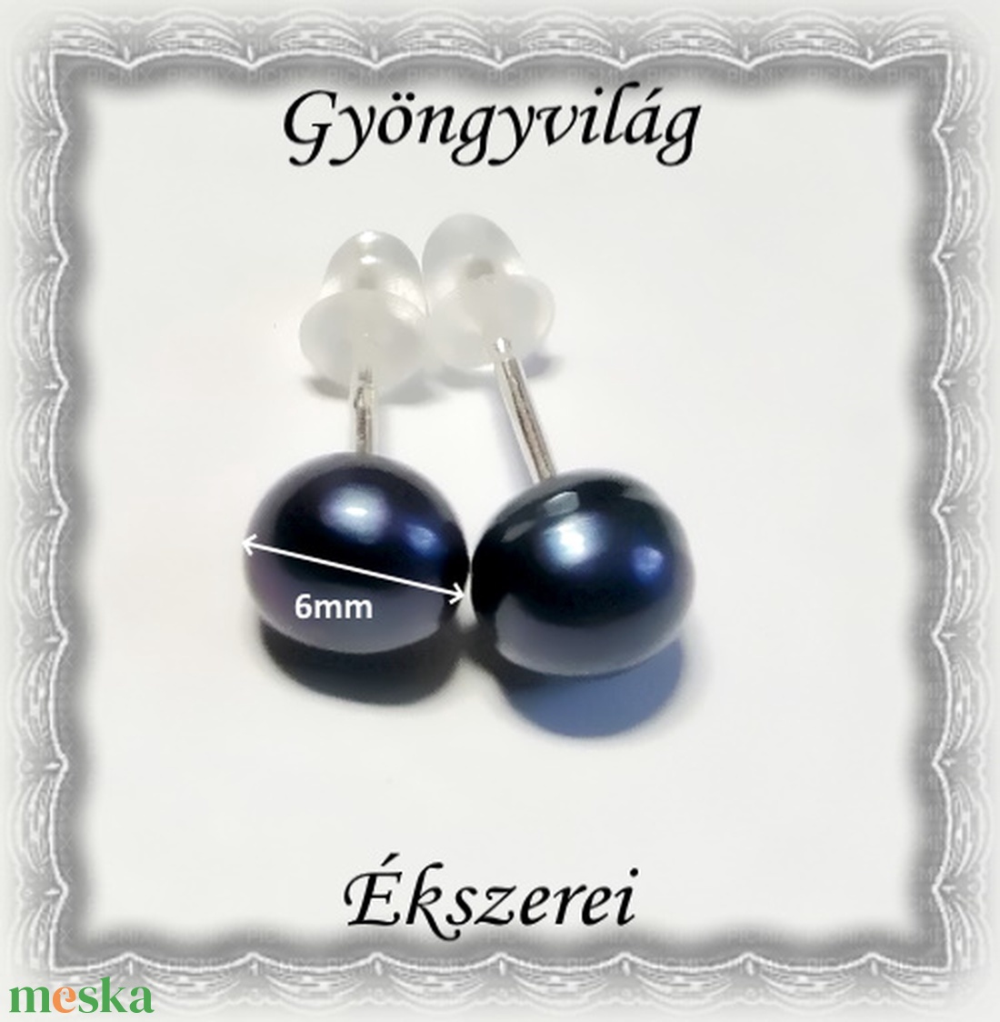 Fülbevalók: igazgyöngy , 925-ös sterling ezüst SFE-IGY01-6 több színben - ékszer - fülbevaló - pötty fülbevaló - Meska.hu