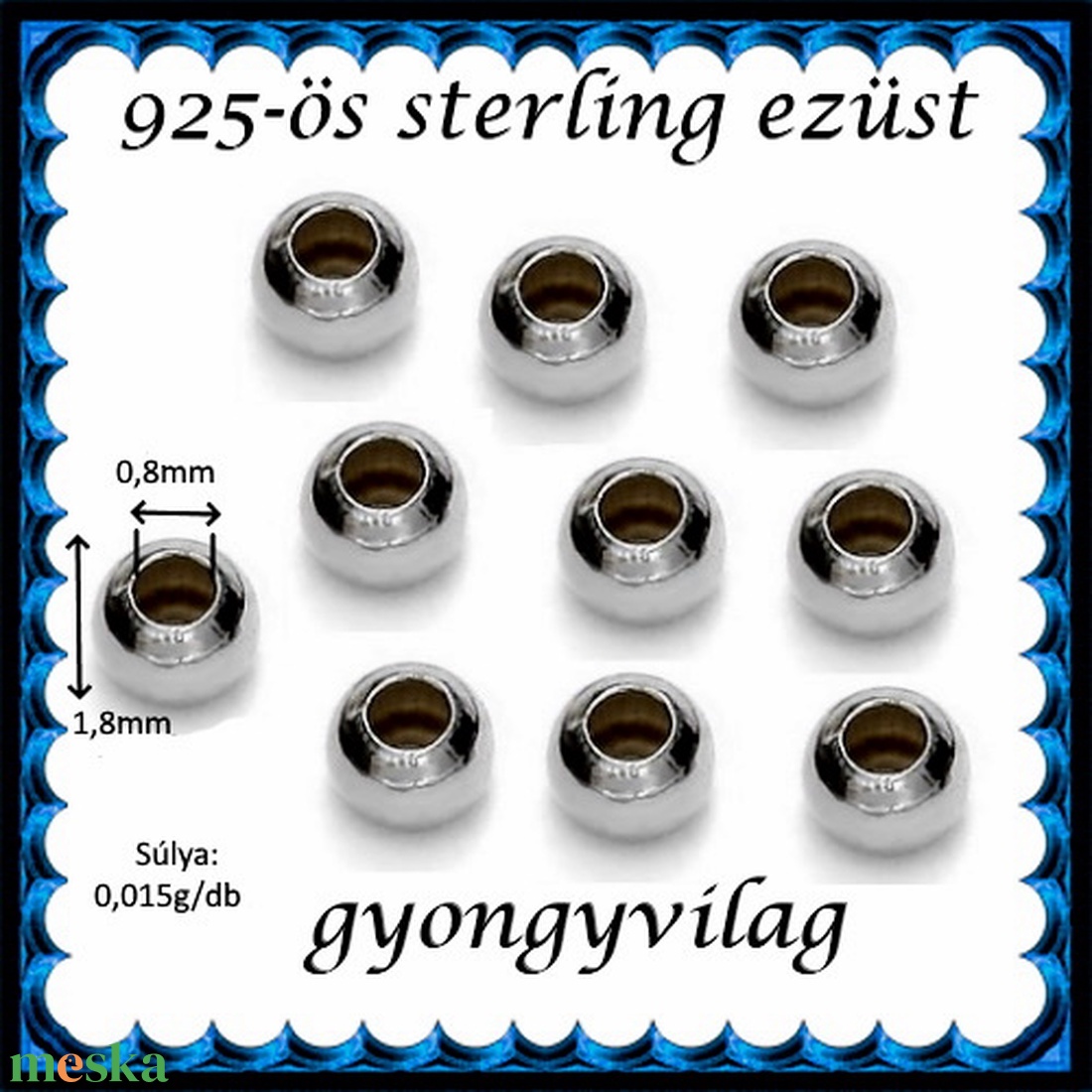 925-ös ezüst köztes / gyöngy / dísz EKÖ 10-1,8r - gyöngy, ékszerkellék - fém köztesek - Meska.hu 925-ös ezüst köztes / gyöngy / dísz EKÖ 10-1,8r - gyöngy, ékszerkellék - fém köztesek - Meska.hu