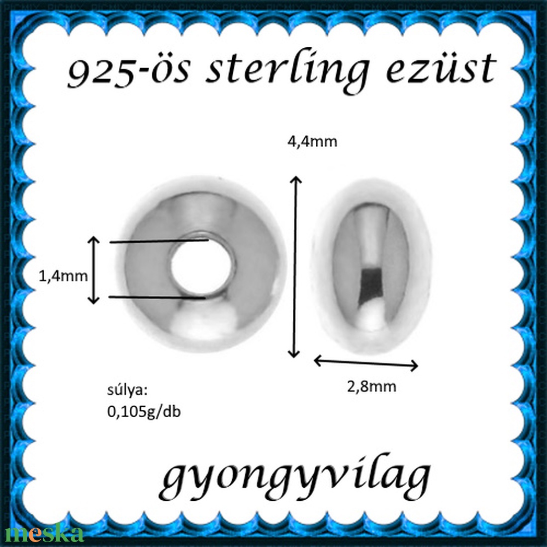 925-ös sterling ezüst ékszerkellék: köztes/gyöngy/díszitőelem EKÖ 09-4 2db/csomag - kellékek & szerszámok - gyöngyfűzés kellékek - fém köztesek - Meska.hu 925-ös sterling ezüst ékszerkellék: köztes/gyöngy/díszitőelem EKÖ 09-4 2db/csomag - kellékek & szerszámok - gyöngyfűzés kellékek - fém köztesek - Meska.hu