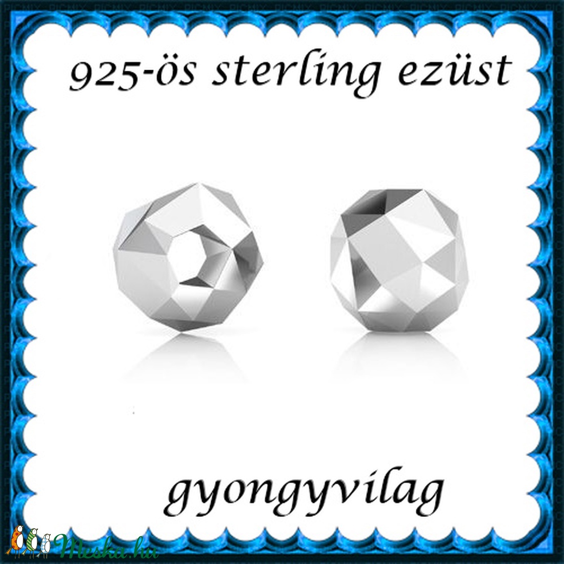 925-ös sterling ezüst ékszerkellék: köztes / gyöngy / dísz EKÖ 95 - gyöngy, ékszerkellék - egyéb alkatrész - Meska.hu