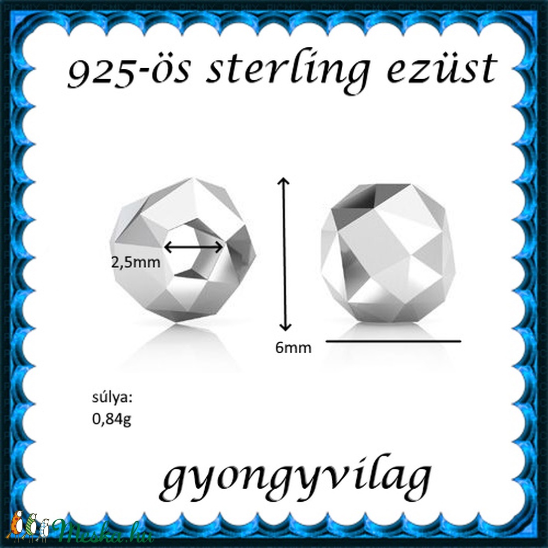 925-ös sterling ezüst ékszerkellék: köztes / gyöngy / dísz EKÖ 95 - gyöngy, ékszerkellék - egyéb alkatrész - Meska.hu