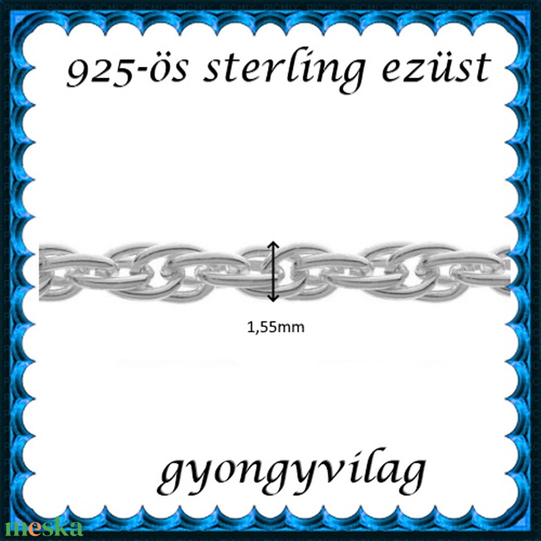 925-ös sterling ezüst ékszerkellék: lánc méterben 925 EL13-1,55e - kellékek & szerszámok - gyöngyfűzés kellékek - egyéb alkatrész - Meska.hu 925-ös sterling ezüst ékszerkellék: lánc méterben 925 EL13-1,55e - kellékek & szerszámok - gyöngyfűzés kellékek - egyéb alkatrész - Meska.hu
