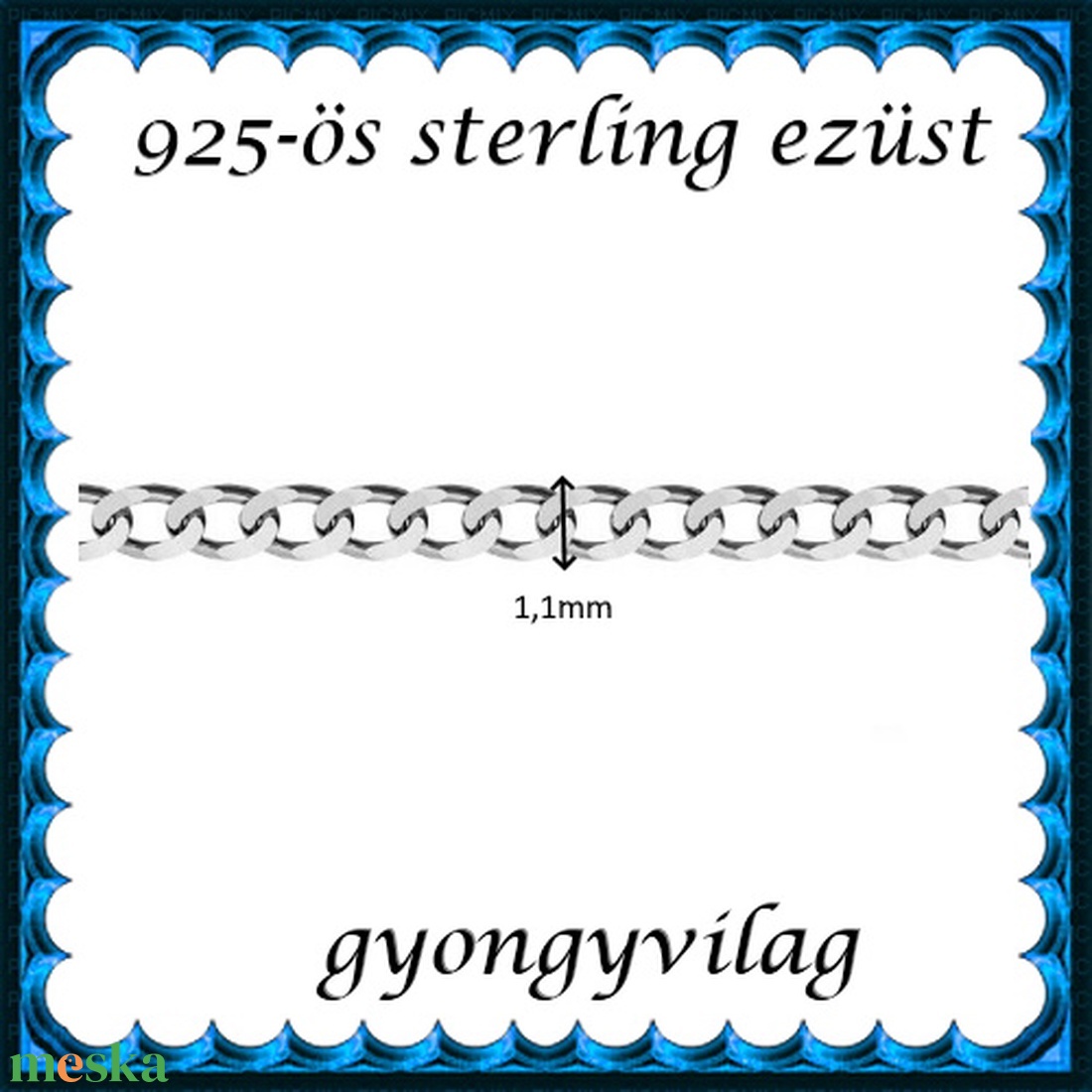 925-ös sterling ezüst ékszerkellék: lánc méterben 925 EL06-1,1r - kellékek & szerszámok - gyöngyfűzés kellékek - egyéb alkatrész - Meska.hu 925-ös sterling ezüst ékszerkellék: lánc méterben 925 EL06-1,1r - kellékek & szerszámok - gyöngyfűzés kellékek - egyéb alkatrész - Meska.hu