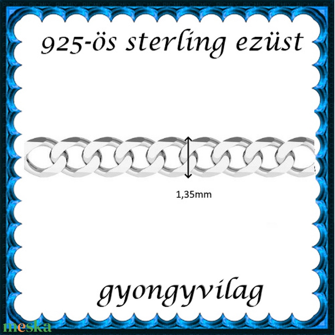 925-ös sterling ezüst ékszerkellék: lánc méterben 925 EL06-1,35e - gyöngy, ékszerkellék - egyéb alkatrész - Meska.hu