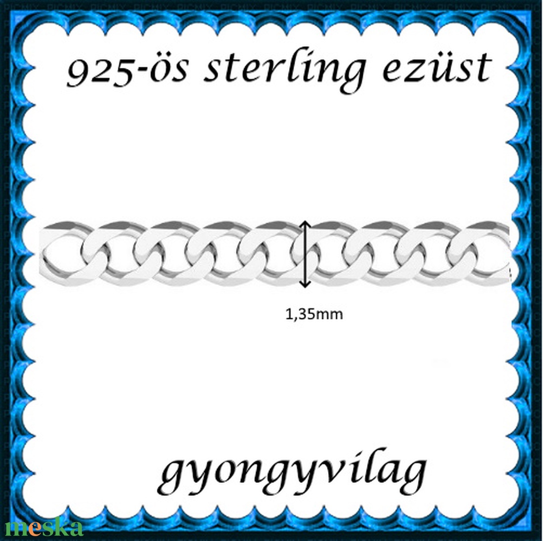 925-ös sterling ezüst ékszerkellék: lánc méterben 925 EL06-1,35e - gyöngy, ékszerkellék - egyéb alkatrész - Meska.hu 925-ös sterling ezüst ékszerkellék: lánc méterben 925 EL06-1,35e - gyöngy, ékszerkellék - egyéb alkatrész - Meska.hu
