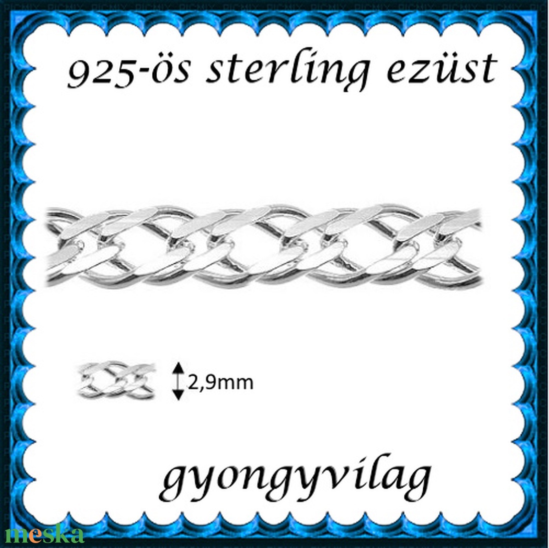 925-ös sterling ezüst ékszerkellék: lánc méterben 925 EL14-2,9e - kellékek & szerszámok - gyöngyfűzés kellékek - egyéb alkatrész - Meska.hu 925-ös sterling ezüst ékszerkellék: lánc méterben 925 EL14-2,9e - kellékek & szerszámok - gyöngyfűzés kellékek - egyéb alkatrész - Meska.hu