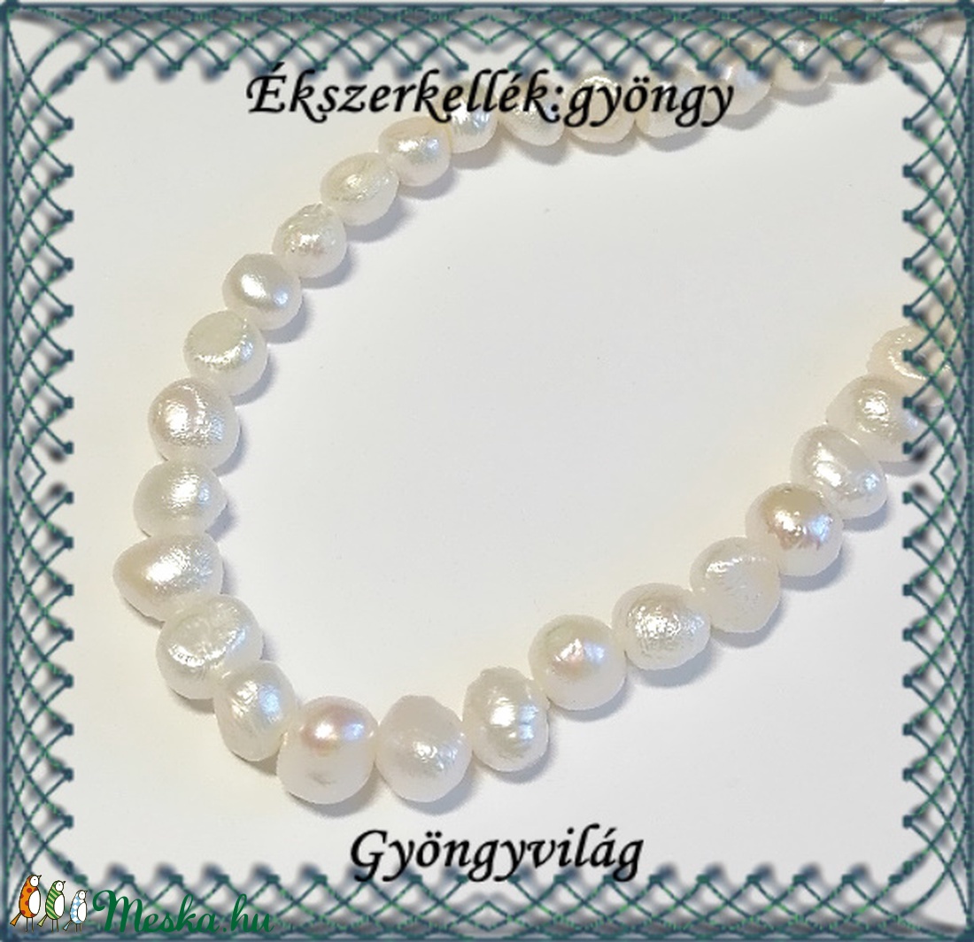 Ékszerkellék: igazgyöngy fűzér GYI-32 7,5-8mm fehér - kellékek & szerszámok - gyöngyfűzés kellékek - igazgyöngy - Meska.hu