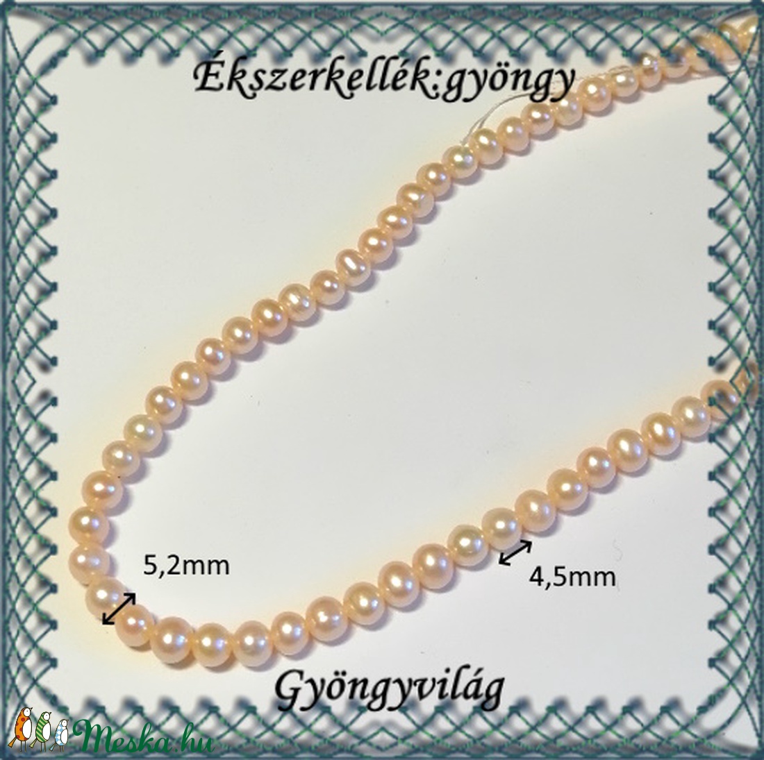 Ékszerkellék: igazgyöngy fűzér GYI-60 4,5mm barack - kellékek & szerszámok - gyöngyfűzés kellékek - igazgyöngy - Meska.hu Ékszerkellék: igazgyöngy fűzér GYI-60 4,5mm barack - kellékek & szerszámok - gyöngyfűzés kellékek - igazgyöngy - Meska.hu
