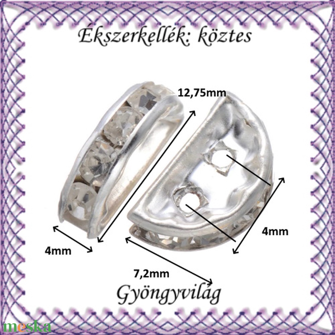 Ékszerkellék: köztes / díszítőelem / gyöngy BKÖ 2S 10e 5db - kellékek & szerszámok - gyöngyfűzés kellékek - fém köztesek - Meska.hu