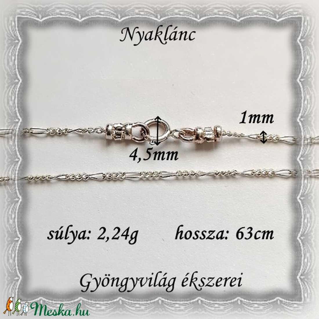 925-ös sterling ezüst lánc SSZ EÜL 03-63 - ékszer - nyaklánc - párhuzamos nyaklánc - Meska.hu 925-ös sterling ezüst lánc SSZ EÜL 03-63 - ékszer - nyaklánc - párhuzamos nyaklánc - Meska.hu