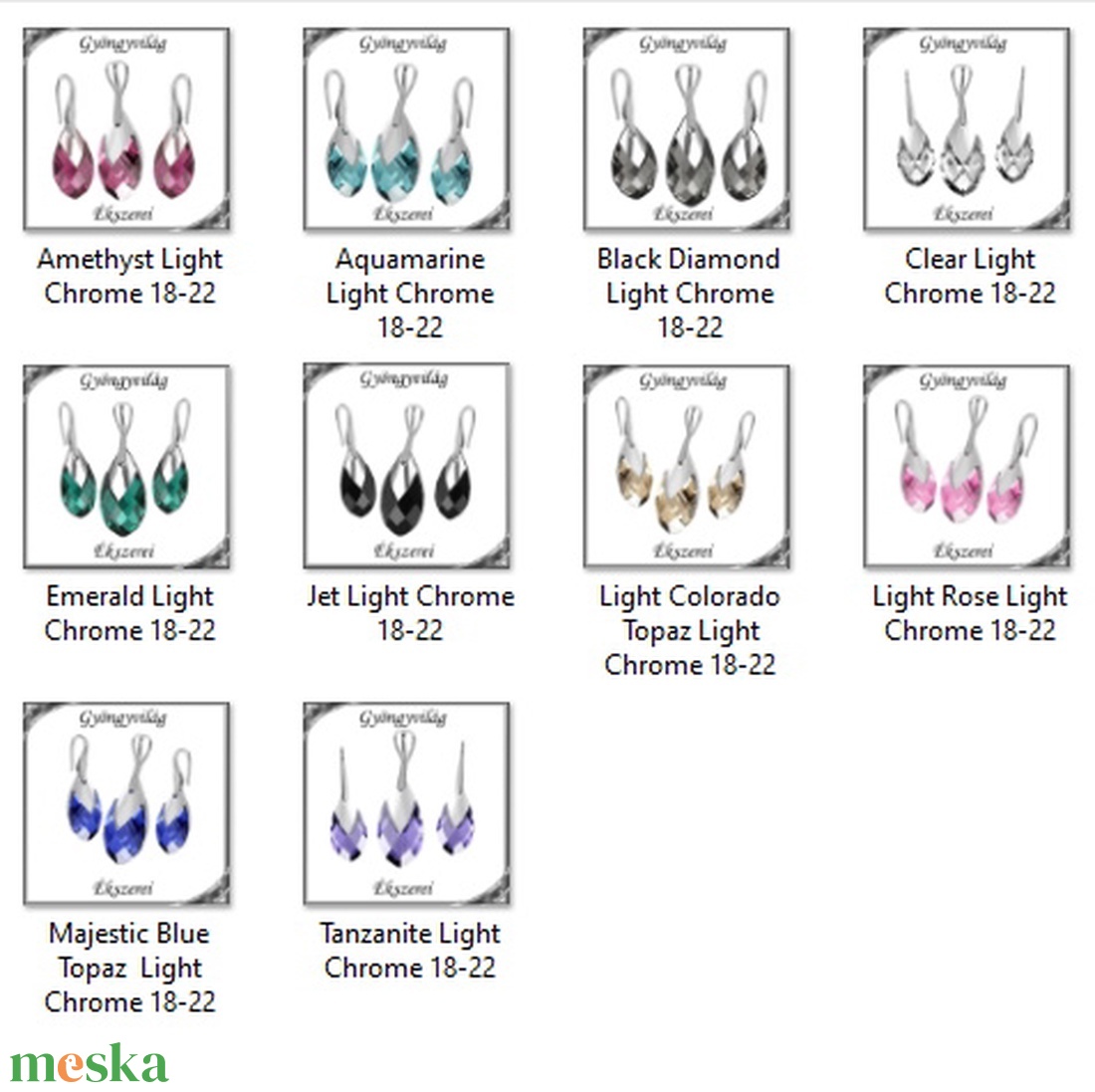 Swarovski csepp medál-fülbevaló szett, 925-ös sterling ezüst kapoccsal  SSZE-SW6565-SZ18-22 - ékszer - fülbevaló - lógó csepp fülbevaló - Meska.hu