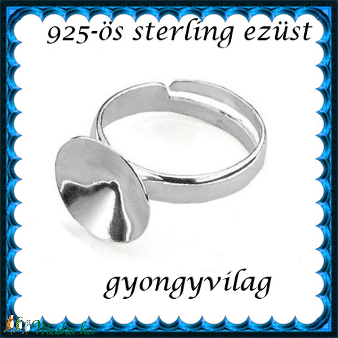 925-ös sterling ezüst gyűrű alap EGY 05-14 állítható méret - gyöngy, ékszerkellék - fém köztesek - Meska.hu 925-ös sterling ezüst gyűrű alap EGY 05-14 állítható méret - gyöngy, ékszerkellék - fém köztesek - Meska.hu