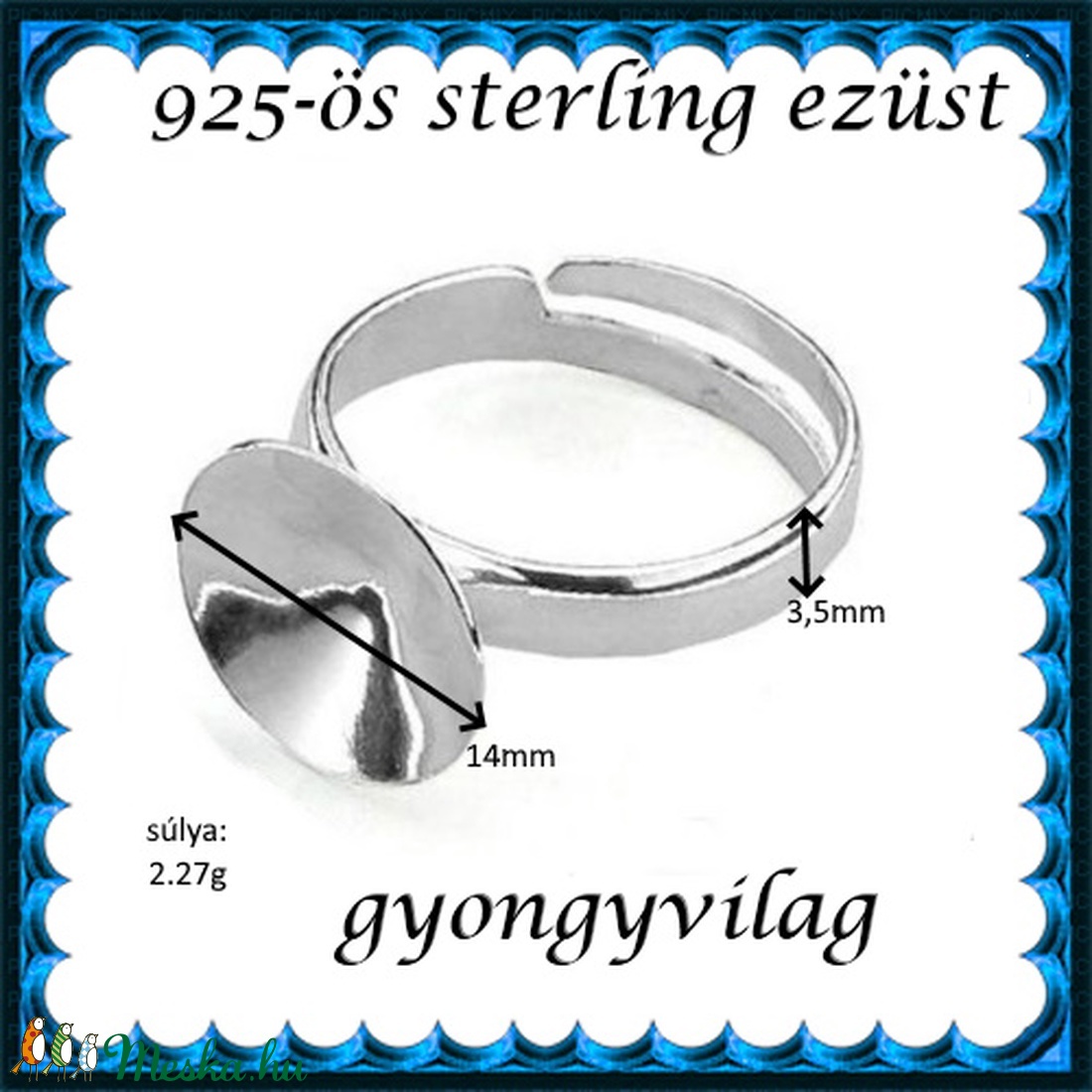 925-ös sterling ezüst gyűrű alap EGY 05-14 állítható méret - gyöngy, ékszerkellék - fém köztesek - Meska.hu 925-ös sterling ezüst gyűrű alap EGY 05-14 állítható méret - gyöngy, ékszerkellék - fém köztesek - Meska.hu