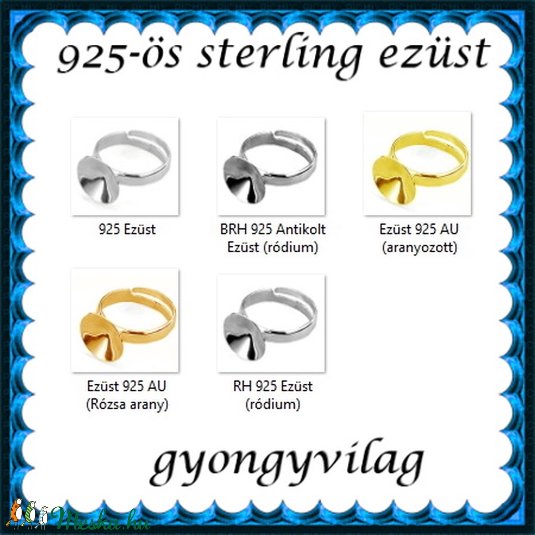 925-ös sterling ezüst gyűrű alap EGY 05-14 állítható méret - gyöngy, ékszerkellék - fém köztesek - Meska.hu 925-ös sterling ezüst gyűrű alap EGY 05-14 állítható méret - gyöngy, ékszerkellék - fém köztesek - Meska.hu