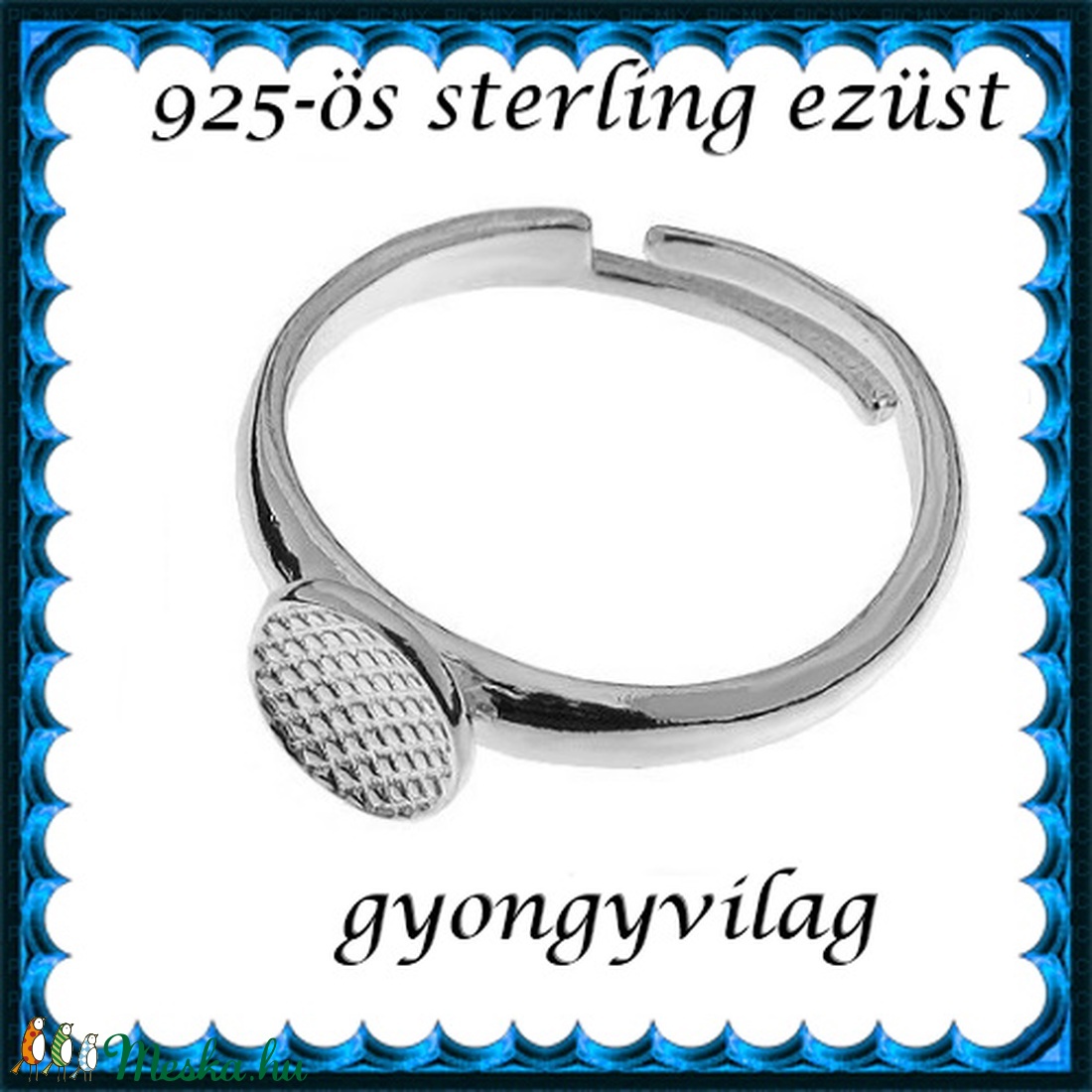 925-ös sterling ezüst gyűrű alap EGY 06 állítható méret - kellékek & szerszámok - gyöngyfűzés kellékek - fém köztesek - Meska.hu 925-ös sterling ezüst gyűrű alap EGY 06 állítható méret - kellékek & szerszámok - gyöngyfűzés kellékek - fém köztesek - Meska.hu