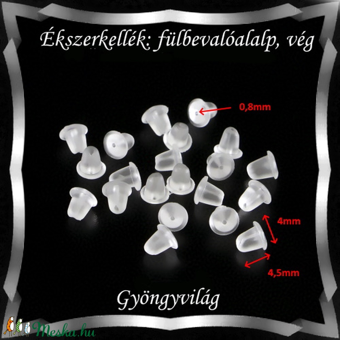 Ékszerkellék: fülbevaló vég/shift BFK SZ05-4x4,5 szilikon 80db - gyöngy, ékszerkellék - egyéb alkatrész - Meska.hu Ékszerkellék: fülbevaló vég/shift BFK SZ05-4x4,5 szilikon 80db - gyöngy, ékszerkellék - egyéb alkatrész - Meska.hu