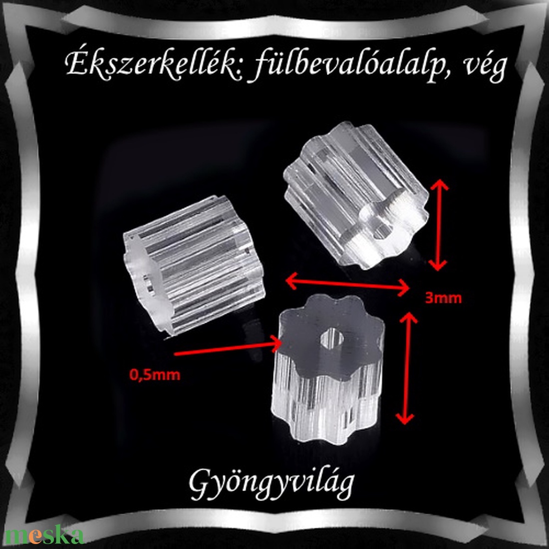 Ékszerkellék: fülbevaló vég/shift BFK SZ 06-3x3 szilikon 80db - gyöngy, ékszerkellék - egyéb alkatrész - Meska.hu