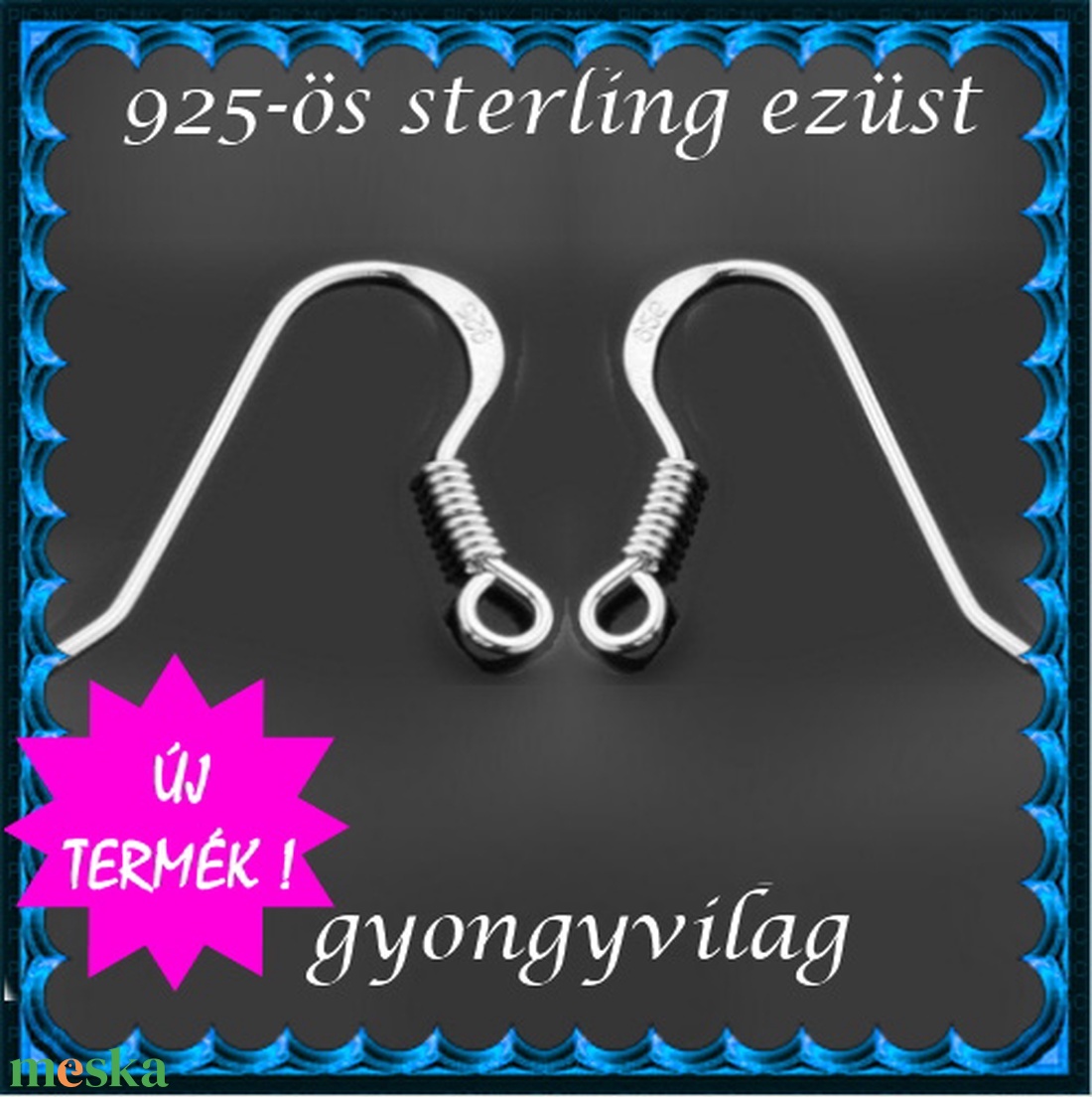 925-ös sterling ezüst ékszerkellék: fülbevalóalap akasztós EFK A 09-1 - kellékek & szerszámok - gyöngyfűzés kellékek - egyéb alkatrész - Meska.hu 925-ös sterling ezüst ékszerkellék: fülbevalóalap akasztós EFK A 09-1 - kellékek & szerszámok - gyöngyfűzés kellékek - egyéb alkatrész - Meska.hu