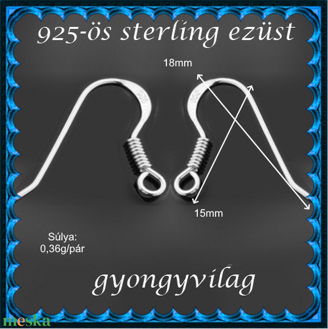 925-ös sterling ezüst ékszerkellék: fülbevalóalap akasztós EFK A 09-1 - kellékek & szerszámok - ékszerkellék - fülbevaló alap - Meska.hu 925-ös sterling ezüst ékszerkellék: fülbevalóalap akasztós EFK A 09-1 - kellékek & szerszámok - ékszerkellék - fülbevaló alap - Meska.hu