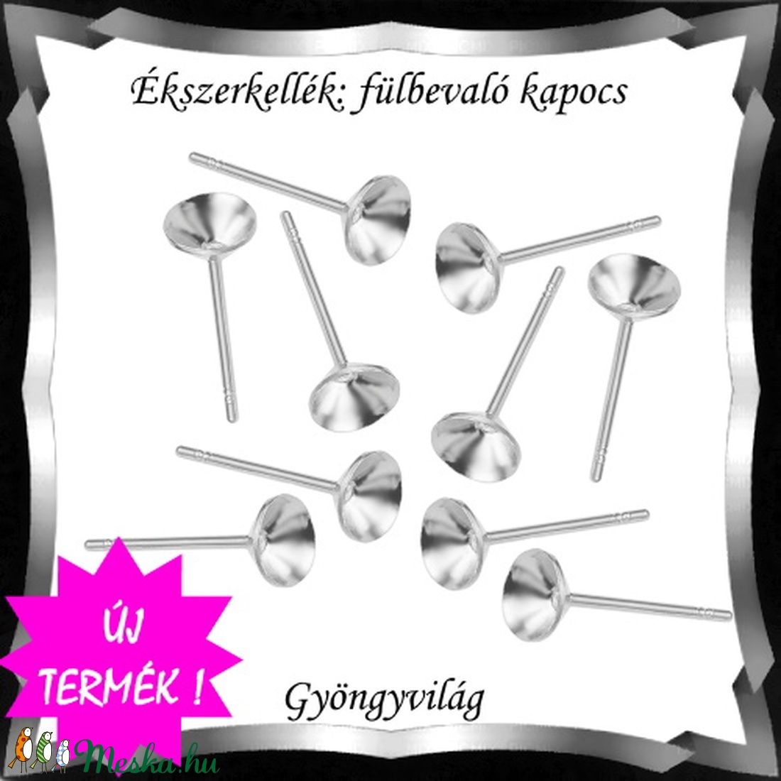 Ékszerkellék: fülbevaló alap BFK-B04-5r 10pár/cs - gyöngy, ékszerkellék - egyéb alkatrész - Meska.hu Ékszerkellék: fülbevaló alap BFK-B04-5r 10pár/cs - gyöngy, ékszerkellék - egyéb alkatrész - Meska.hu