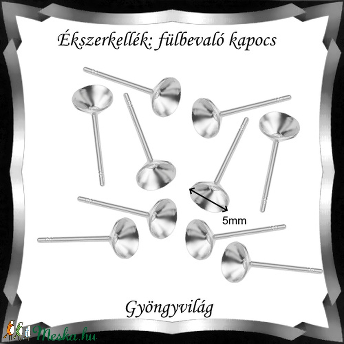 Ékszerkellék: fülbevaló alap BFK-B04-5r 10pár/cs - gyöngy, ékszerkellék - egyéb alkatrész - Meska.hu Ékszerkellék: fülbevaló alap BFK-B04-5r 10pár/cs - gyöngy, ékszerkellék - egyéb alkatrész - Meska.hu