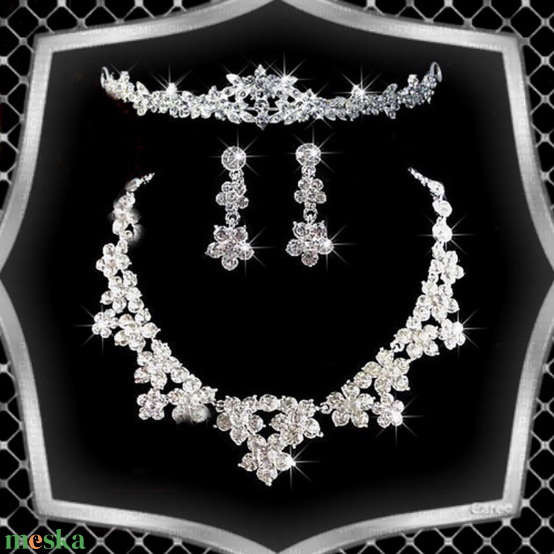 Esküvői, menyasszonyi, alkalmi ékszer szett+tiara  ES-SZ14 - esküvő - ékszer - ékszerszett - Meska.hu