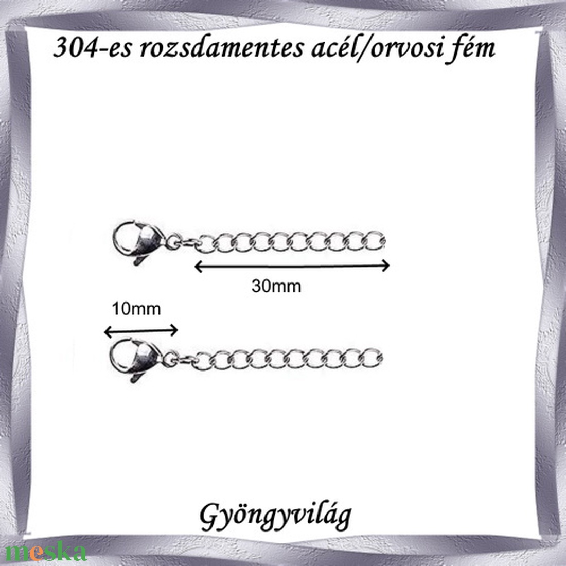 Nemes acél ékszerkellék: lánckapocs NALK 01-3 2db/csomag - gyöngy, ékszerkellék - egyéb alkatrész - Meska.hu Nemes acél ékszerkellék: lánckapocs NALK 01-3 2db/csomag - gyöngy, ékszerkellék - egyéb alkatrész - Meska.hu