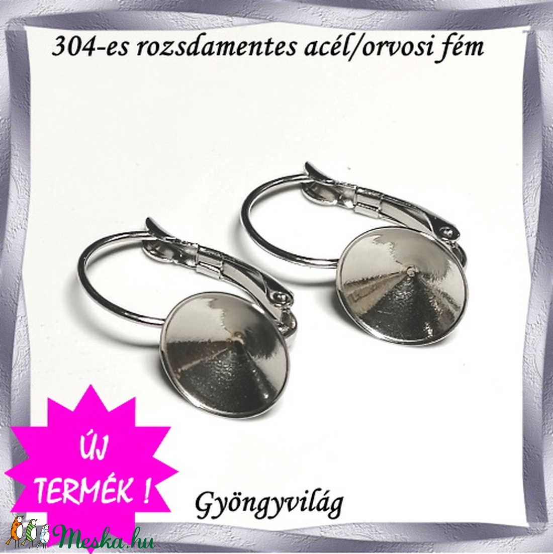 304 Nemes acél ékszerkellék: fülbevaló alap NAFK 08-10 1pár/cs - gyöngy, ékszerkellék - egyéb alkatrész - Meska.hu 304 Nemes acél ékszerkellék: fülbevaló alap NAFK 08-10 1pár/cs - gyöngy, ékszerkellék - egyéb alkatrész - Meska.hu